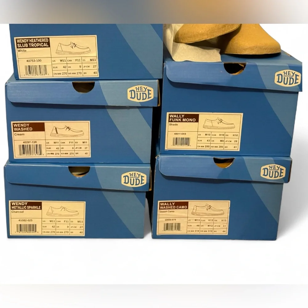 x5 Hey Dude Shoe Boxes EMPTY